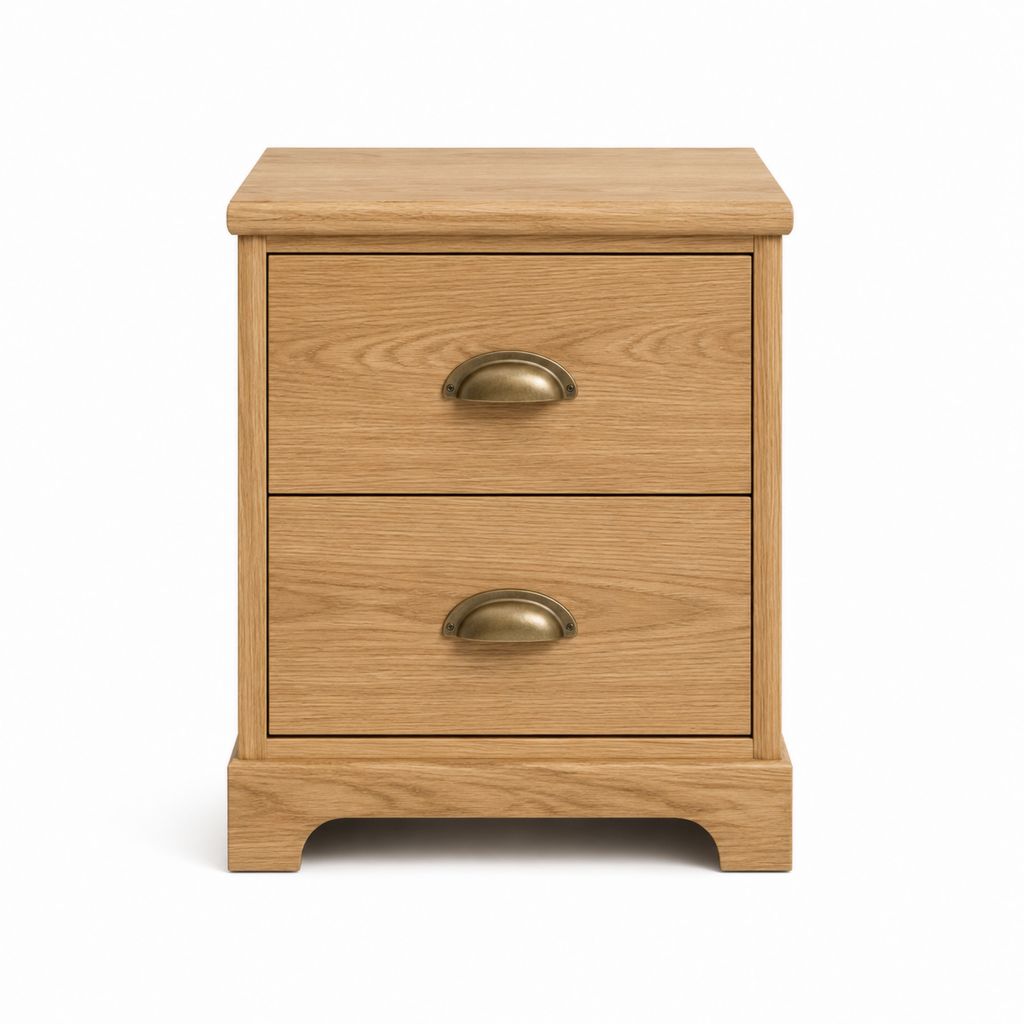 Nachttisch mit 2 Schubladen Eiche massiv rechteckig 40 x 35 x 60 cm