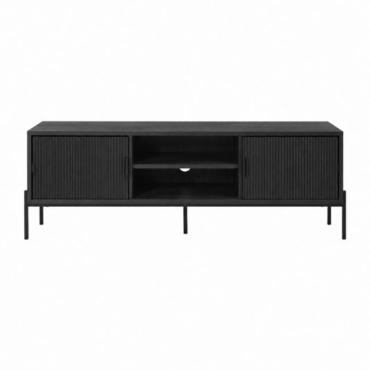 TV-Lowboard Schwarz MDF Rechteckig mit Schiebetüren 160 x 40 x 60 cm