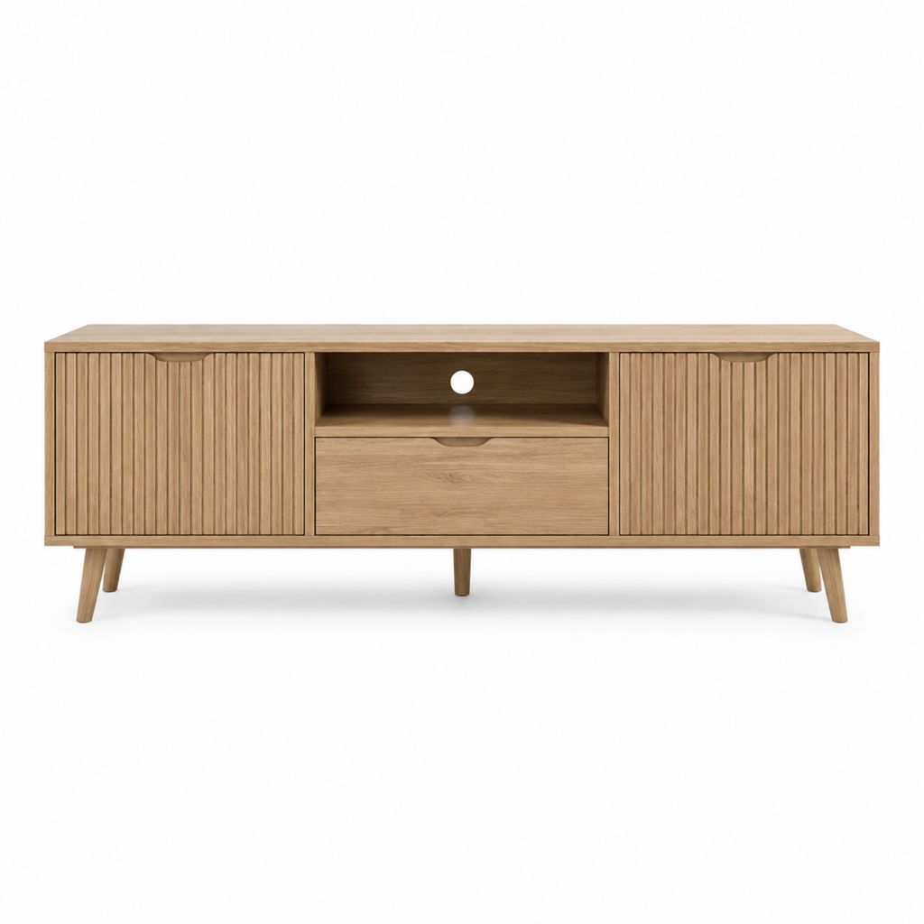 TV-Lowboard Natur-Eiche MDF mit Eichenfurnier rechteckig 160 x 40 x 60 cm