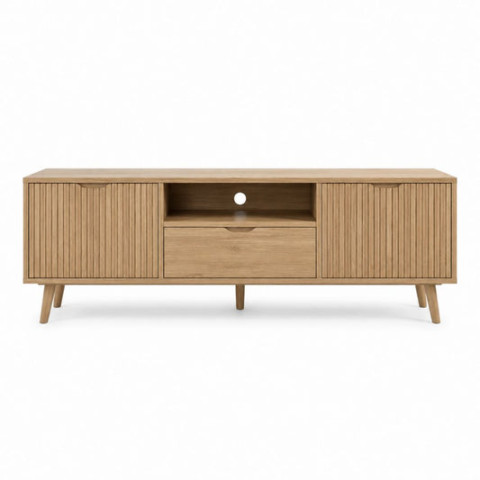TV-Lowboard Natur-Eiche MDF mit Eichenfurnier rechteckig 160 x 40 x 60 cm