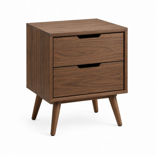 Nachttisch walnussbraun aus MDF mit Walnussfurnier rechteckig 45 x 40 x 60 cm mit 2 Schubladen