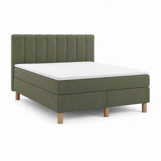 Boxspringbett 180 x 200 cm Olivgrün Polyester-Samt mit gepolstertem Kopfteil