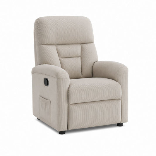 Relaxsessel mit manueller Liegefunktion Beige Polyester-Cord 90 x 99 x 104 cm