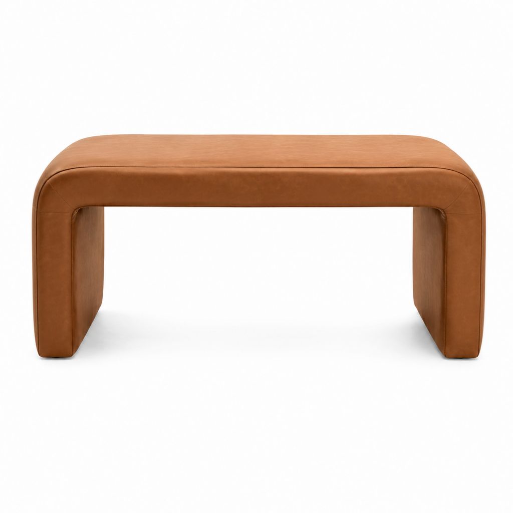 Bettbank Sitzbank Cognac PU-Kunstleder rechteckig 100 x 40 x 45 cm