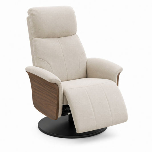 Relaxsessel mit Liegefunktion drehbar Beige Polyester Walnussdekor 95 x 84 x 105 cm