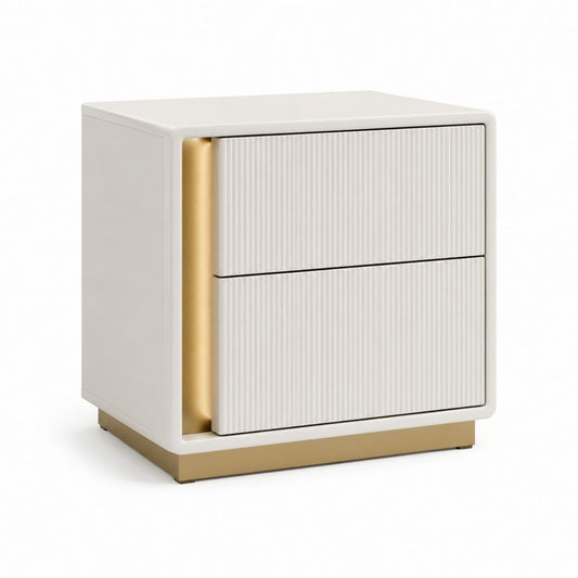 Nachttisch mit 2 Schubladen Weiß MDF Rechteckig 50 x 40 x 55 cm